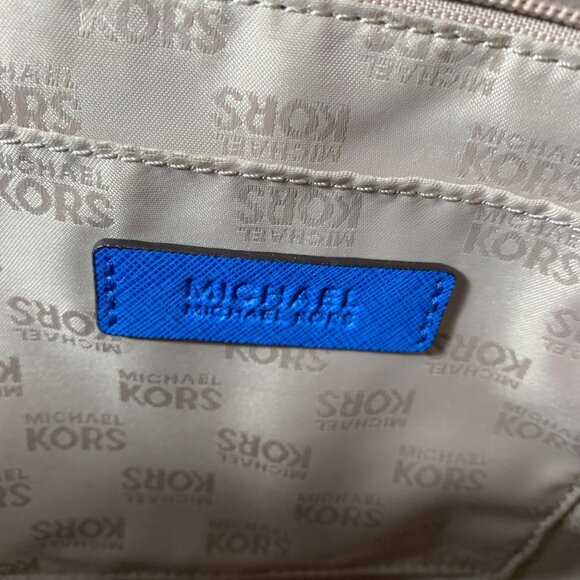 MICHAEL KORS Large Blue Boston Bowlers Satchel Shoulder Bag w/ Bag Charm EUC - Picture 11 of 14